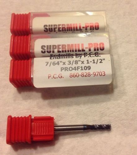 SUPERMILL-PRO BY PCG CARBIDE 4FL EM,PRO4F109 7/64 X 3/8 X 1 1/2 LOT  OF 4