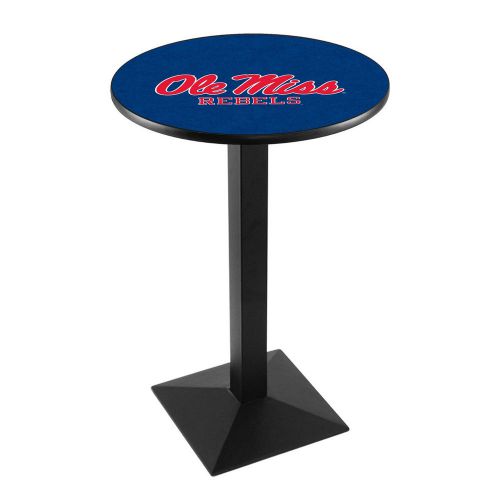 University of mississippi 36 inch pub table with black square stand, new for sale