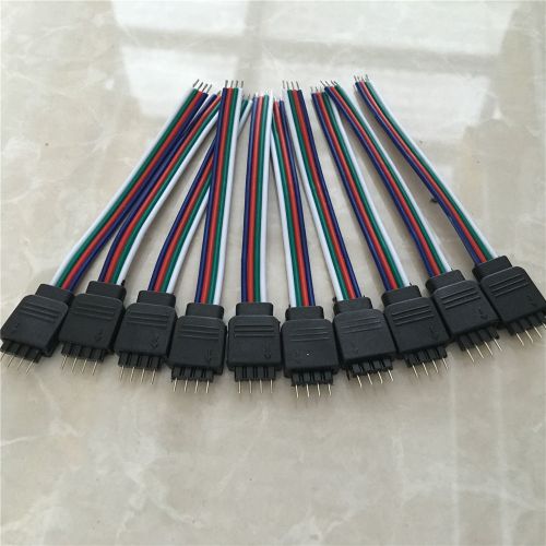 10 pcs 4 pin male connector wire cable for rgb 3528 5050 led strip controllor 2 for sale