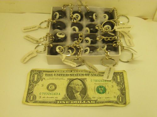 NEW NIB LOT OF 16 BILLIARD 8 EIGHT BALL KEYCHAINS WHOLESALE POOL KEYRING FREE SH