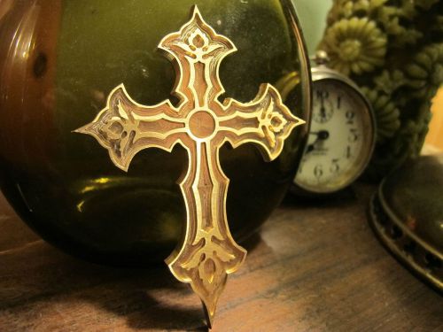 ORNATE CROSS Brass Bible Bookbinding Press Stamp embossing die Letterpress