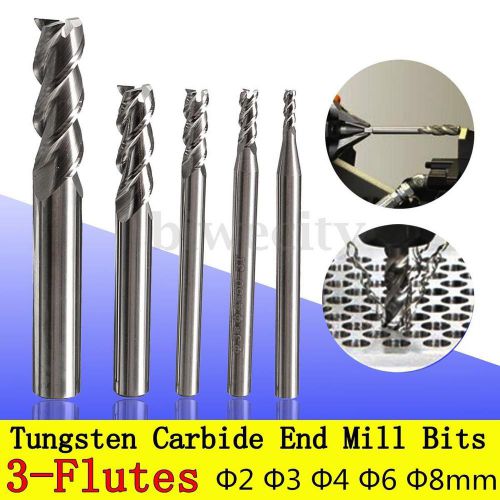 5pcs 3 flute 2-8mm tungsten carbide end mill printed cutter for aluminum milling for sale