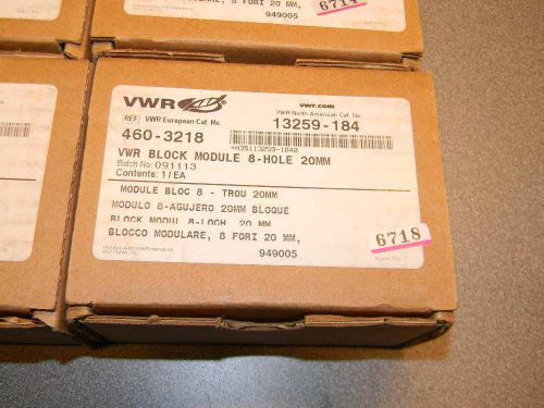 VWR Block Module 8 Hole, 20mm 13259-184, 21.0 mm Well Diameter, New in Box