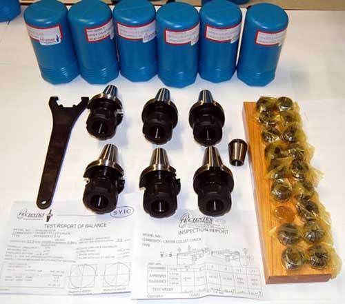 25 Pc Techniks CAT 40 ER 32-2.76&#034; CNC Collet Chucks Kit-18 x Collet Set, Wrench