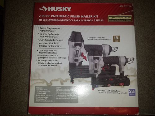 New (2-Piece) Husky Pneumatic Air Finishing Kit with 18-Gauge Brad Nailer and 23