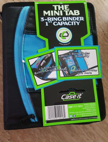 NEW CASE IT THE MINI TAB 3 RING ZIPPER BINDER 1&#034; CAPACITY BLUE