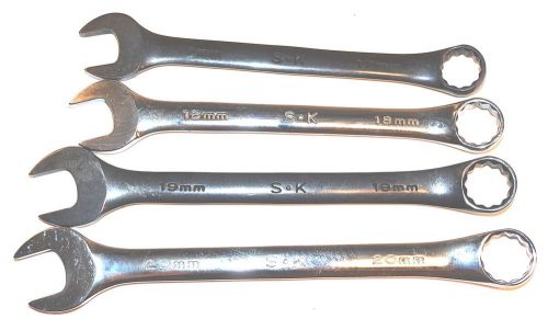 4 NOS SK USA PRO 17-20mm 12-PT COMBINATION WRENCH CHROME &amp; BLACK SET LIST $85