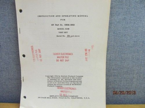 Agilent/HP 624B Test Set # 251 &amp; above Instruction &amp; Operating Manual/schematics