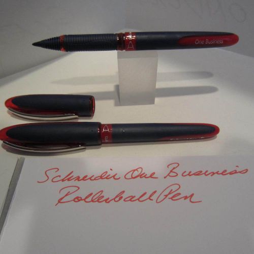 2 red schneider one business rollerball pen-waterproof,smooth writing for sale