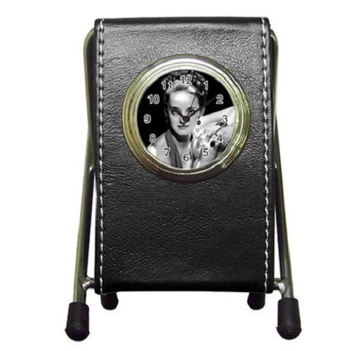 Vintage Celebrities Bette Davis (2 in 1) Leather Pen Holder and Desktop Clock