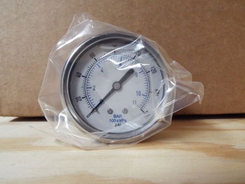 0-160 PSI/bar 2.5&#034; Stainless Brass Center Back Mount Pressure Gauge