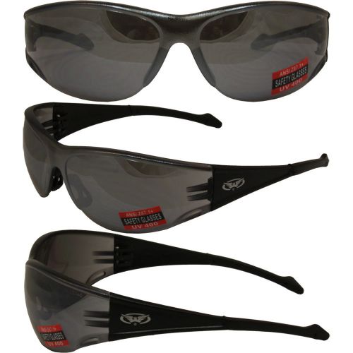 GLOBAL VISION FULL THROTTLE SAFETY SUNGLASSES BLACK FRAME FLASH MIRROR LENS