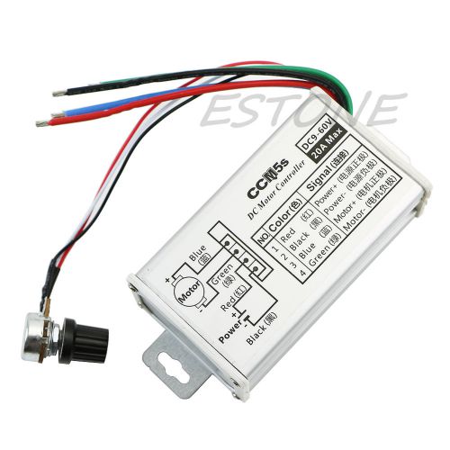 9V 12V 24V 48V 60V 20A DC Motor Speed Controller Regulator Driver PWM 25KHz New