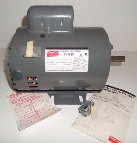 Dayton 1HP 1725 RPM FR 56 Capacitor Start Motor 5K432E Reversible 115/230V 5/8&#034;