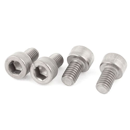 M6x10mm 1mm Pitch Stainless Steel Hex Head Socket Cap Screws 4pcs