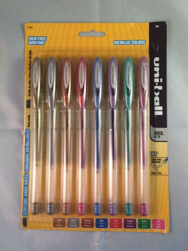 Uni-ball- 70789 - metallic colors- gel medium point - 8 colors per package for sale