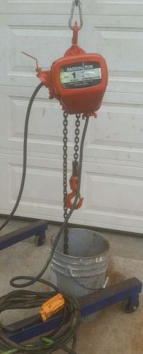 Harrington 1 ton electric chain hoist 60 ft lift for sale