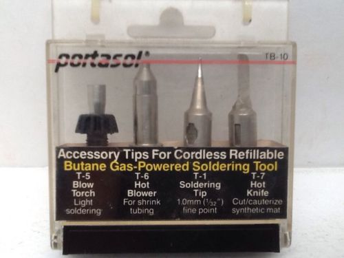 PORTASOL TB-10 TIPS 4 Pack T1,5,6,7 NOS For Cordless Refillable Butane Soldering