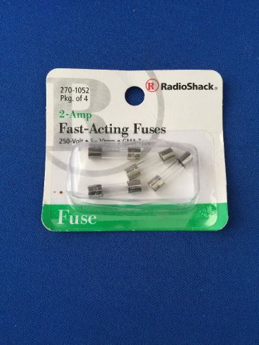 Radio Shack 2-Amp, 250-Volt Fast Acting 5x20mm Fuses (270-1052) Package of 4