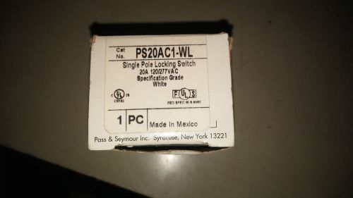 PASS AND SEYMOUR PS20AC1-WL SINGLE POLE LOCKING SWITCH 20A 120/277V W/ KEY #B30