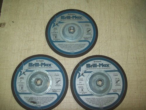 Lot of 3 Brilliant Brill Max Grinding Wheels 21640  7&#039;&#039; x 1/4 x 5/8-11  NOS