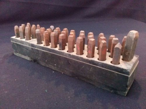 TWO VINTAGE STEEL LETTER STAMP PUNCH SETS METAL DIE IN WOODEN BOX