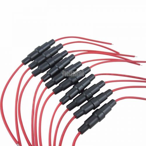 10pcs 5x20mm agc blow glass fuse holder inline screw type with 22 awg wire for sale