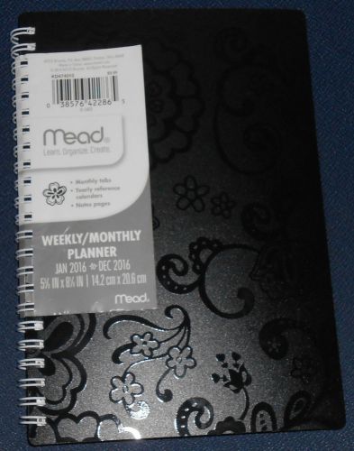 Mead Weekly / Monthly Planner 2016, Medium, 5.5 x 8.5 Inch Page Size-Black - NEW