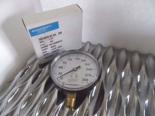 ASHCROFT PRESSURE GAUGE 1/4&#034; NPT 0-300 PSI SIZE: 3 1/2&#034; 35W 1005PH 02L XUL 300#