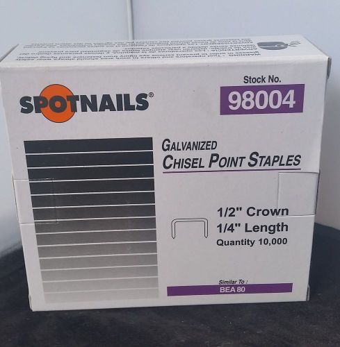 Spotnail Series 80-1/4&#034;1/2&#034; Crown 21 Ga Galvanized Upholstery Staples 10,000/Box