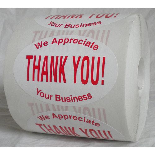 1000 Thank You Stickers We Appreciate Your Business Seals Labels Red White - New