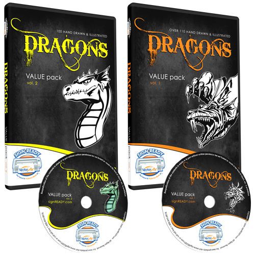 DRAGONS CLIPART COLLECTION-VINYL CUTTER PLOTTER CLIP ART-EPS VECTOR CLIP ART CD