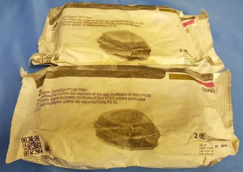 Lot of 4 3M 60926 Multi Gas/Vapor Cartridge/P100 Filter (Two 2-Packs)