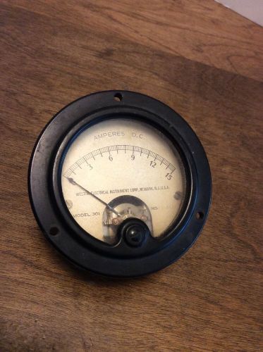 Vintage Weston Electrical Instrument Amperes D.C.  Meter Gauge Model 301