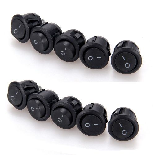 10x Small Black Round Rocker On Off Switch I/O Tiny Mini 12V DC SPST Circular