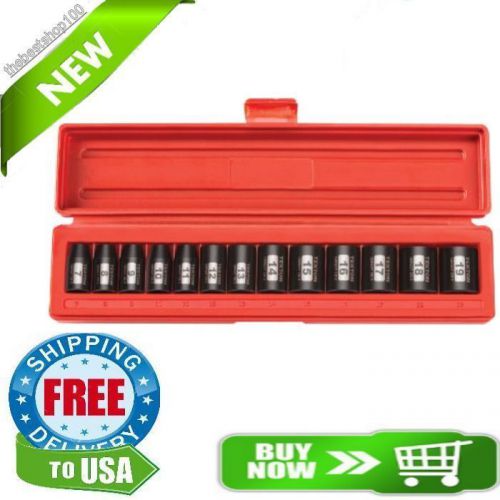 TEKTON 3/8-Inch Drive Shallow Impact Socket Set 7-19mm Metric Cr-V 12-Point New