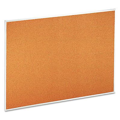 Bulletin Board, Natural Cork, 48 x 36, Satin-Finished Aluminum Frame, 1 Each