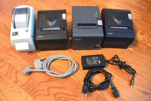 LOT OF 4 SNBC BTP-2002NP, ZEBRA LP2824, EPSON TM-2011 PRINTERS