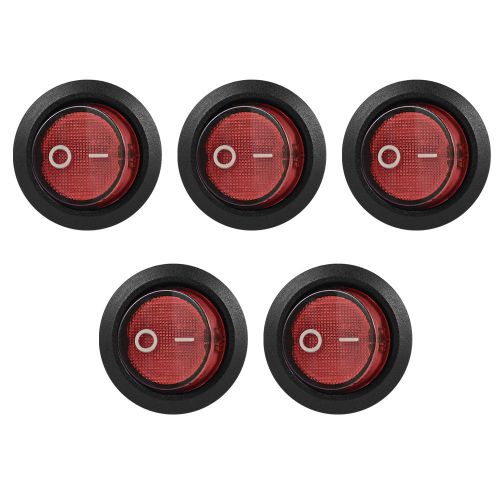 5pcs Car Boat SPST 6 Pin ON/OFF Red Button Rocker Switch 6A/250V 10A/125V TE450