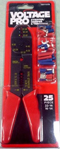 Voltage Pro Wire Cutter Stripper Crimper &amp; Terminals 25 Piece Set