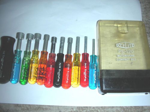 Vintage xcelite ps120 nut driver set 11 drivers in original case usa!! 3/8&#034;-3/32 for sale