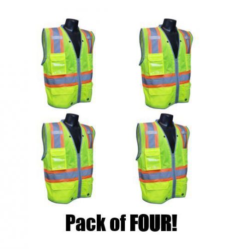 RADIANS SV6HG SAFETY Hi-Viz Class 2 Heavy Duty Two-Tone Surveyor Vest Pack of 4!