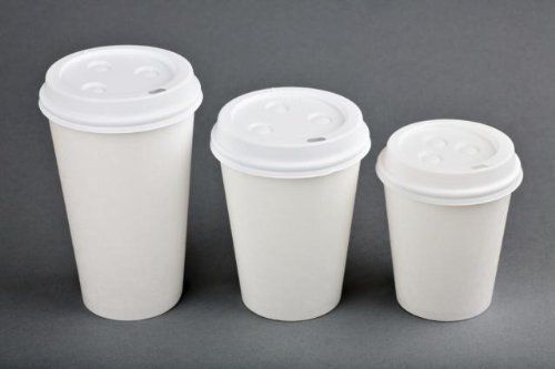 Nafger Sales 100 Paper Coffee Cup/Disposable Hot Cup, 10 oz, White with 100 Lids