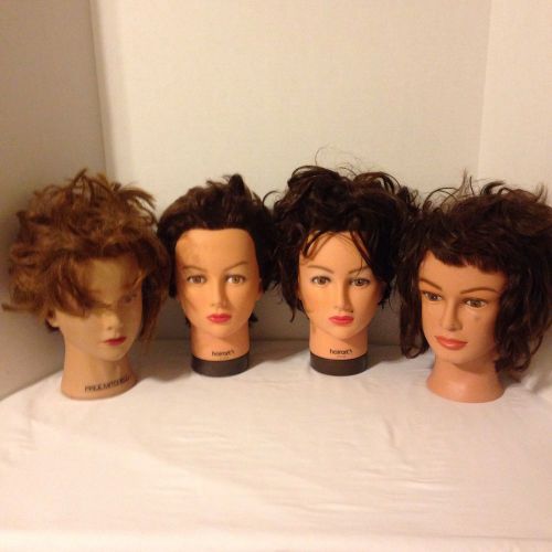 Lot of 4 Cosmetology Hairart Branded Paul Mitchell Miss Susie-Kin Mannequin 12&#034;