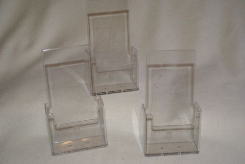 (3)  - Clear Acrylic 4&#034; Brochure Holders - New - Loose