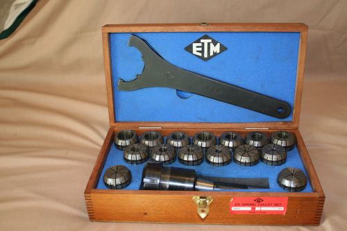 ETM ER-40 Spring Collet Chuck Set – Tapered Shank Chuck, 15 Spring Collets