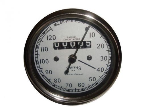 BSA Norton Royal Enfield Replica Smiths Speedometer 0-120 Mph White Face