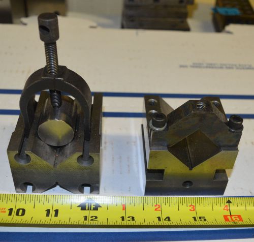 Lot of 2 - Machinist V Blocks with Clamps &lt;Z16&gt;