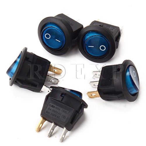 RDEXP Light Indicator Round Rocker Switch Set of 5 Blue