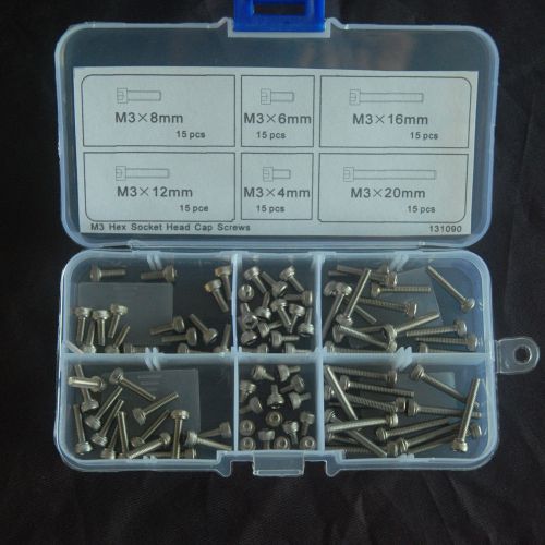 A2 M3 Hex Socket Head Cap Screw  Assortment Kit M3*4-20mm 90pcs 131090 New